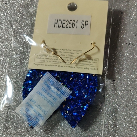 Private Label Blue Sparkle Earrings - Picture 3 of 3